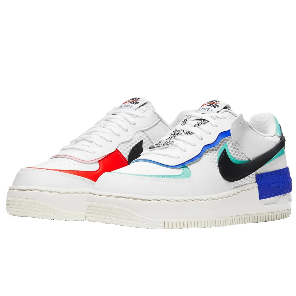 Nike Air Force 1 Shadow Women's 7 White/Multi-Color Pink Blue Shoes DH1965-100